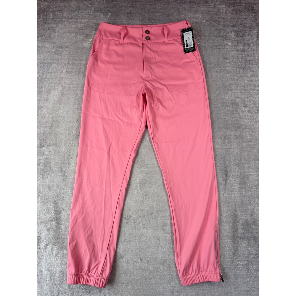 inPhorm Pant Women Small Pink Plumeria Active Stretch Ankle Zip Jogger Golf